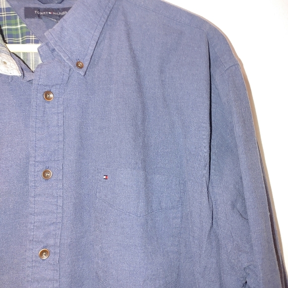 Tommy‎ Hilfiger Brushed Cotton Button Front Classic Long Sleeve Blue Shirt XL - Picture 5 of 8